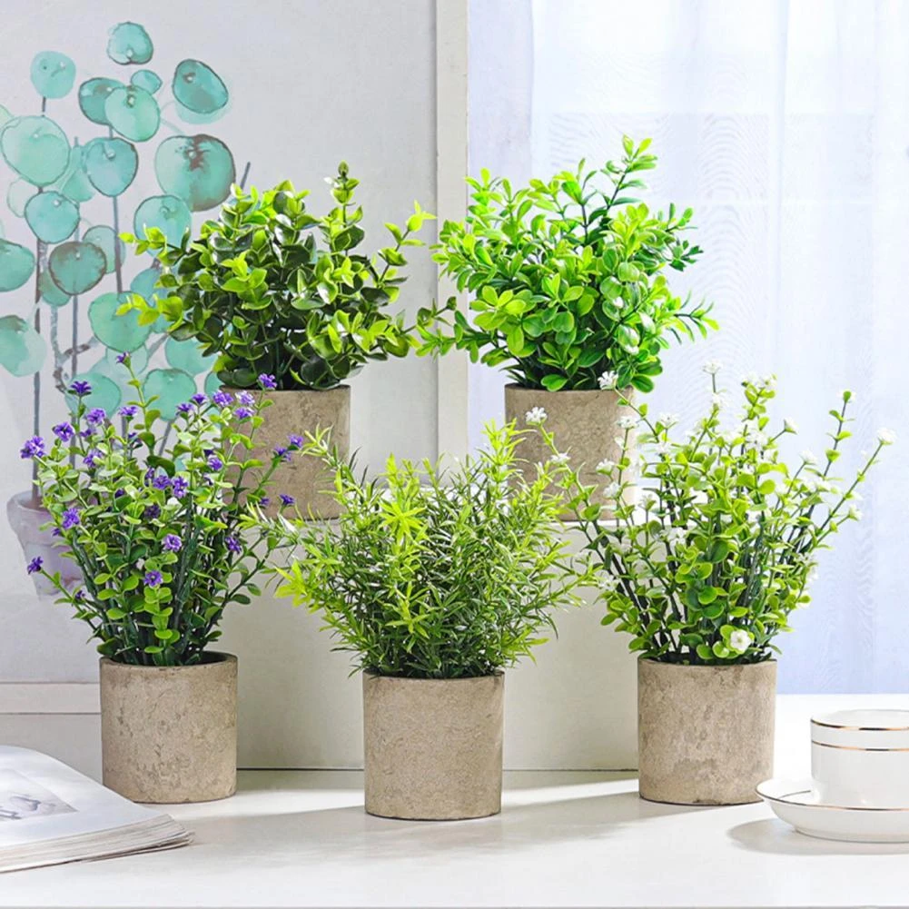 Plante artificielle en pot, belle décoration écologique en PVC pour bureau,  salon, Simulation, ensemble de fausses fleurs pour Balcon | AliExpress