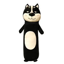 Peluches largos y suaves de Husky negro para niños, almohada rellena de siesta de oficina, cojín de Animal suave, decoración del hogar, regalo divertido para niños, 2022