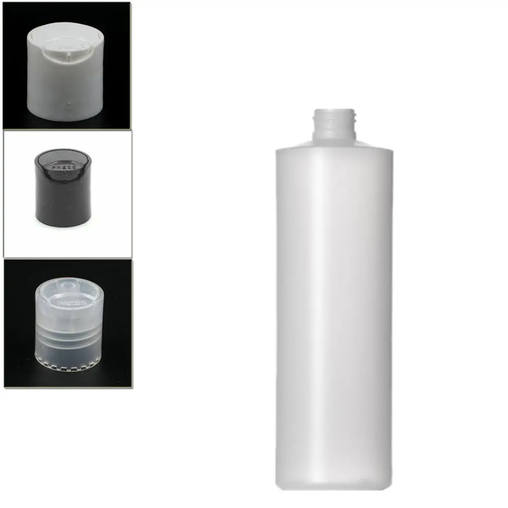 

500ml empty plastic soft bottle , HDPE cylinder round with black/white/transparent Disc Top caps