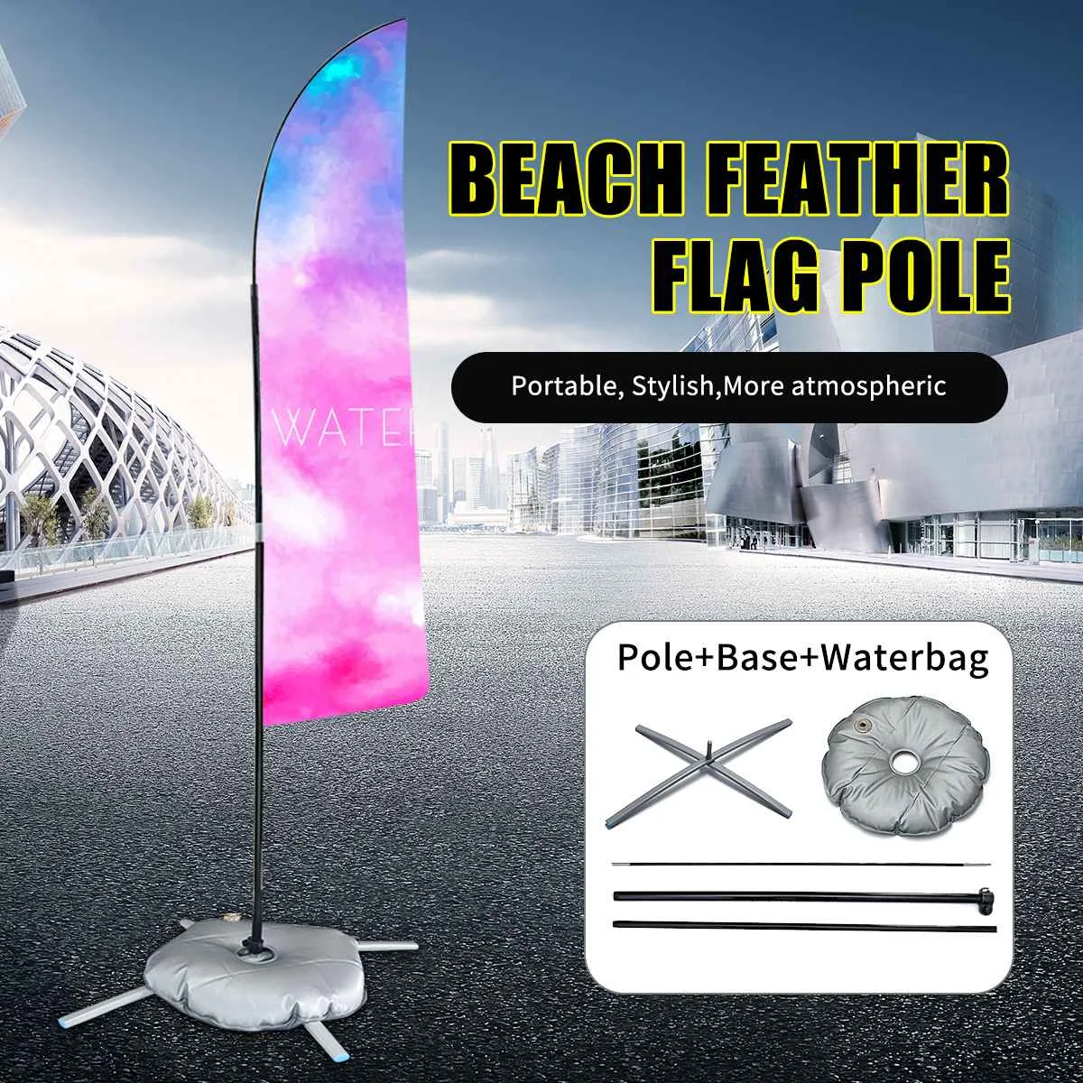 

2.8m Advertising Feather Banner Flag Pole Set Aluminum Alloy Pole Waterbag Base Kit Outdoor Flutter Display Banners Decoration