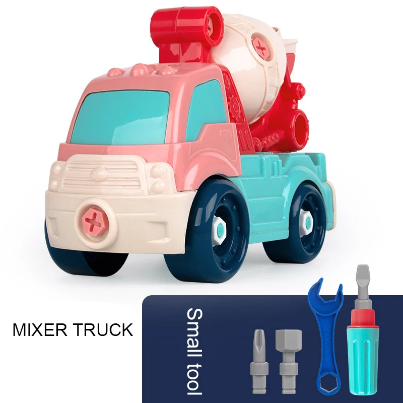 Дети DIY сборка инженерный автомобиль мультфильм разборка игрушка автомобиль набор для детей YH-17 - Цвет: mixer truck