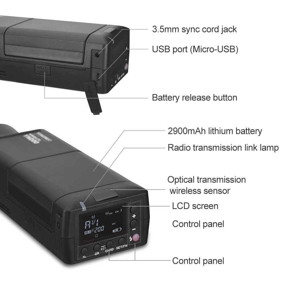 YONGNUO YN200 ttl HSS 2,4G 200 Вт литиевая батарея с usb type C, совместимый YN560-TX(II)/YN560-TX Pro/YN862 для Canon Nikon