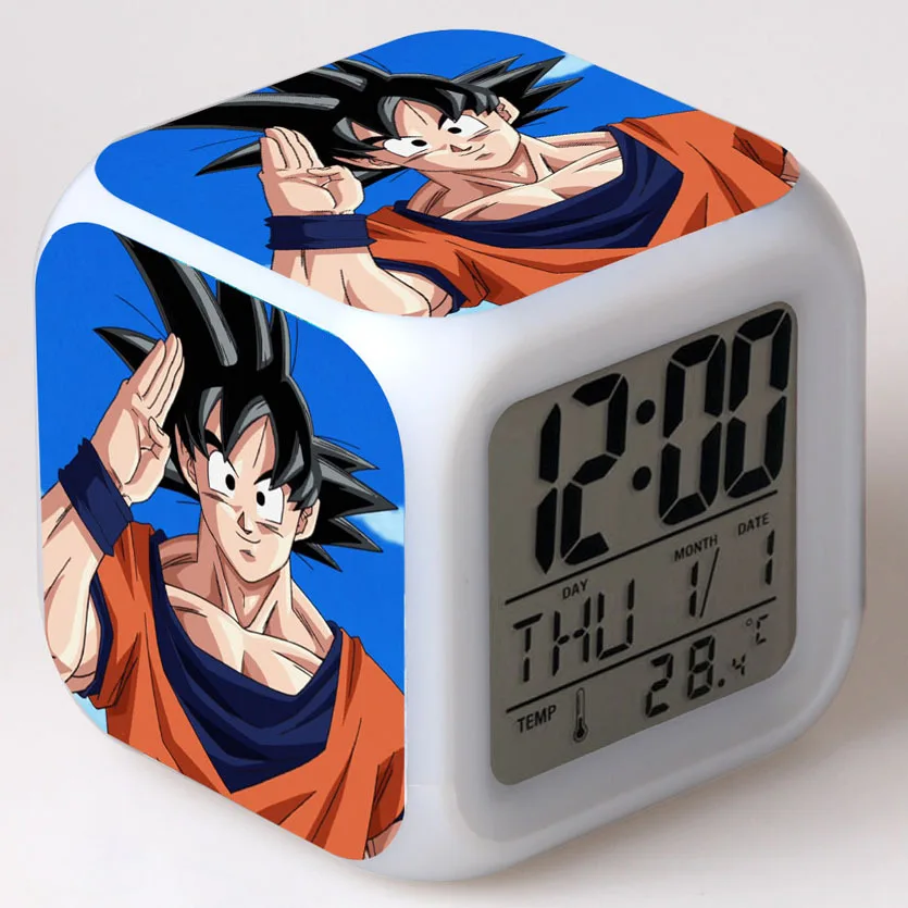18 Dragon Ball Z светодиодный детский будильник красочные вспышки сенсорный свет Гоку мультфильм цифровые настольные часы с температурой электронные часы - Цвет: 18