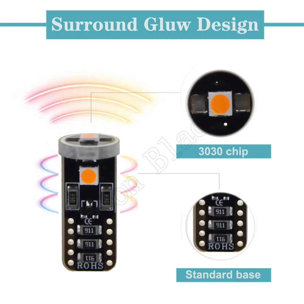 2x ڵ  T10 LED ȣ  W5W 3030 SMD ڵ ڵ ׸   Ʈũ ȣ  ڹ ο  12V