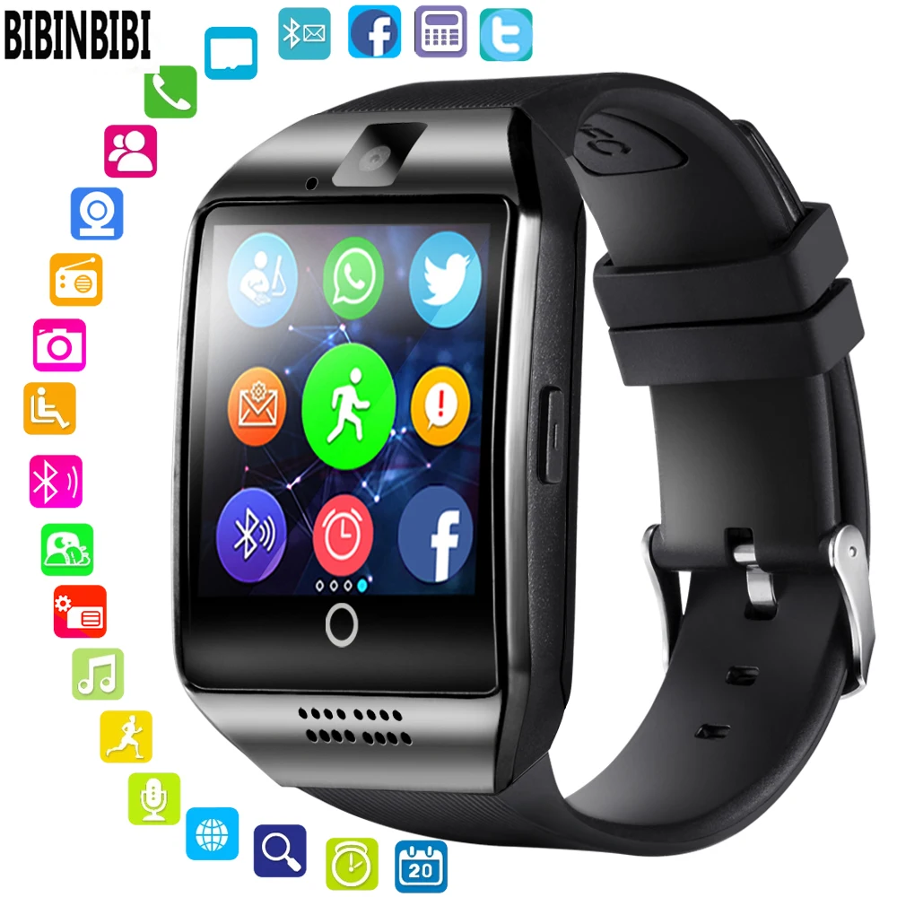 

LEMFO Bluetooth Q18 Smart Watch Men With Touch Screen Big Battery Support TF Sim Card Camera for Android Phone Smartwatch
