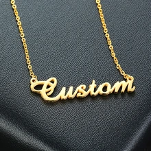 Vnox Personalisierte Gewohnheit Irgendeine Name Halskette Skript Initial Typenschild Frau Schmuck Kette 14