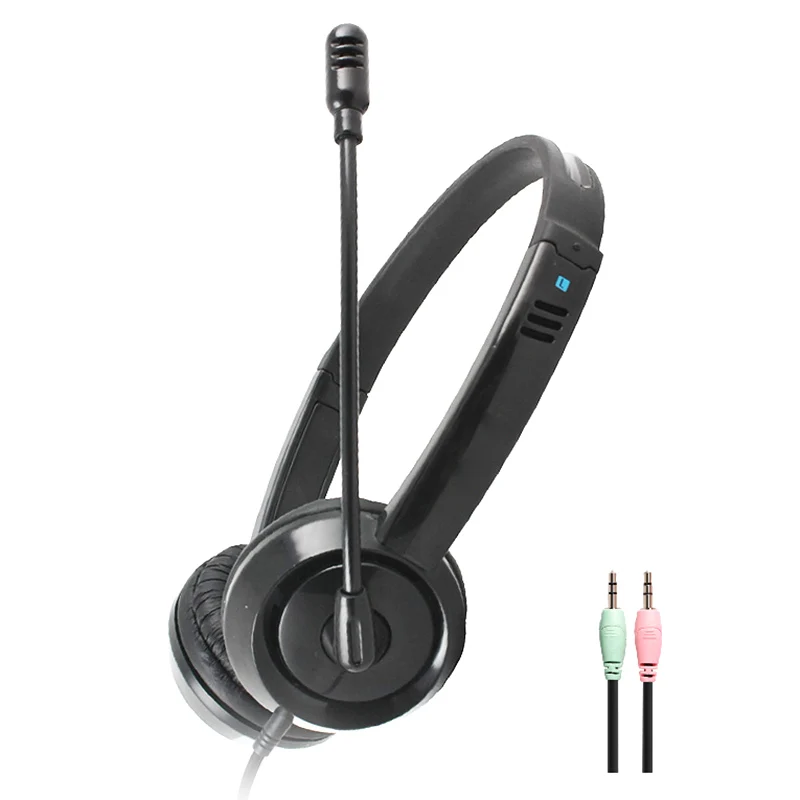 Black Dual interface Проводная гарнитура с микрофоном, Стерео Игровые наушники для ПК, компьютера, прослушивания, обучения, FKU66 - Цвет: Black Dual interface