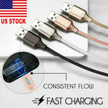 

Auto Cut-off Fast Charging Nylon Cable Mobile Phone Intelligent Power Off Data Line For Android Type-C iPhone