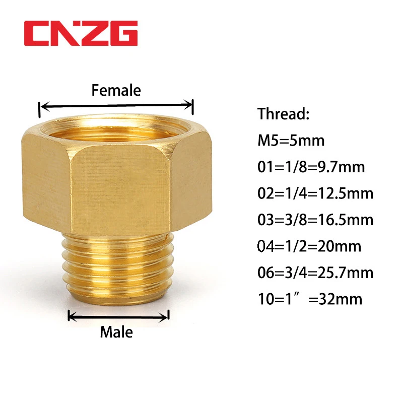Pipe Fitting 1/8" 1/4" 3/8" 1/2" Male to Female Thread Brass Pipe Connectors Coupler Adapter
