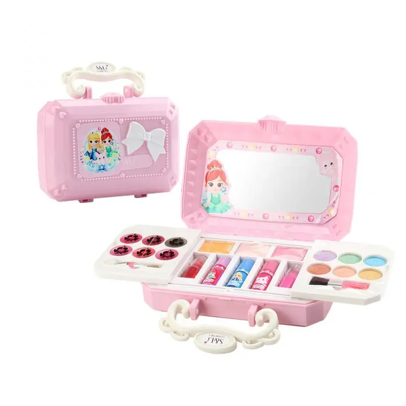 Детский косметический подарок Принцесса макияж коробка девушка макияж тени, блеск для губ комплект нетоксичный безопасный лак для ногтей TSLM1