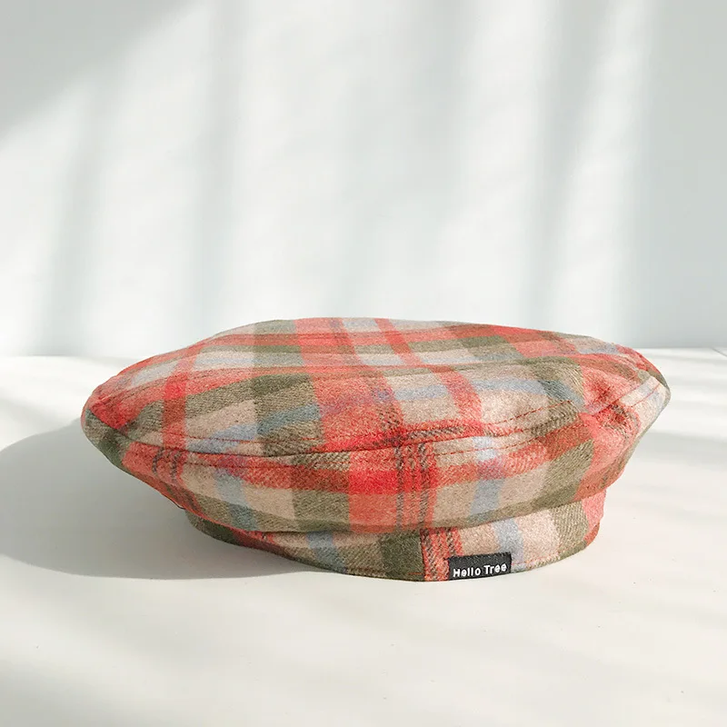 iClosam Brand Women Elegant beret For Winter Female Hats Plaid Vintage Fashion Octagonal Casual Autumn Women's Cap - Цвет: LHGZ