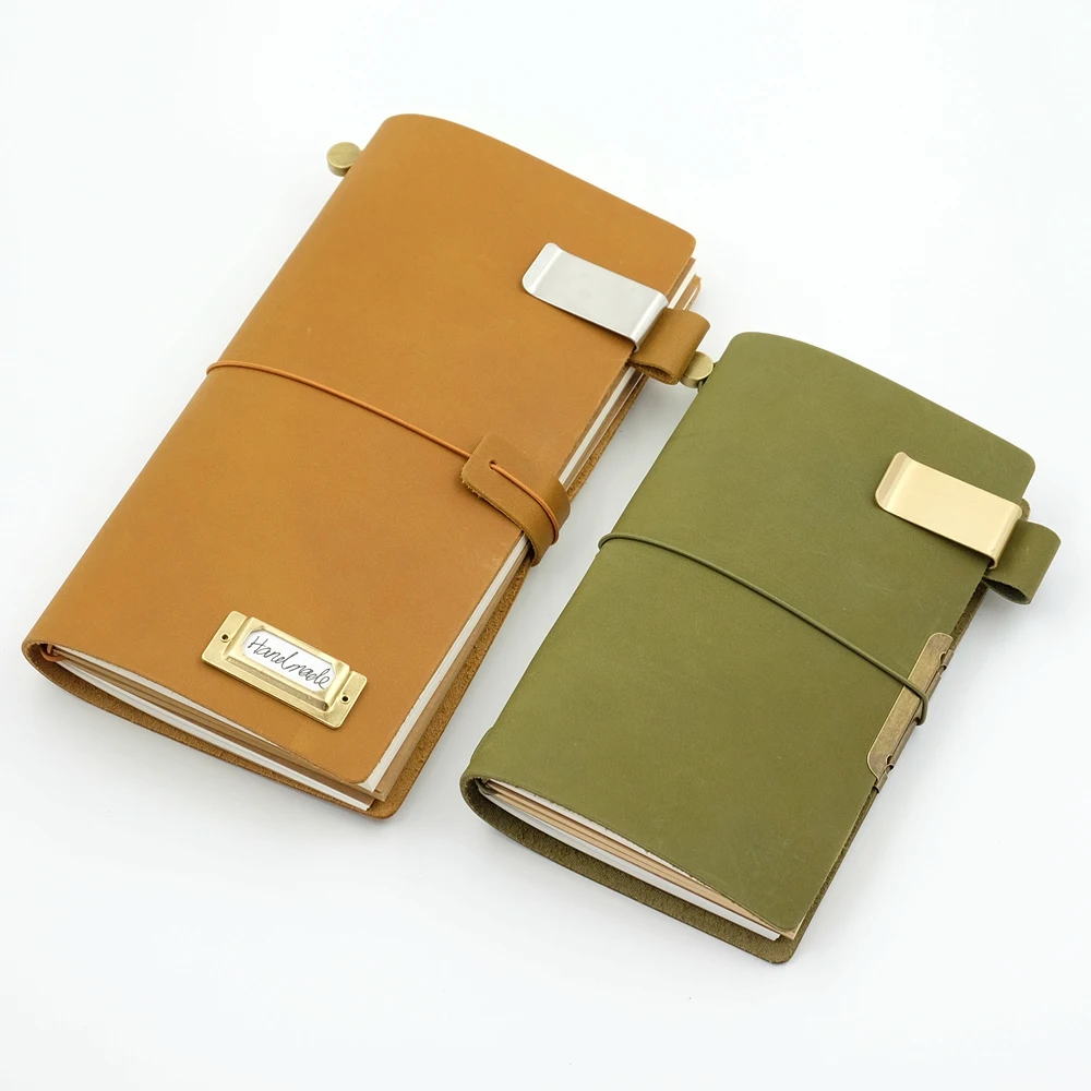 

Pure Colors Series Cowhide Diary Genuine Leather Traveler's Notebook Journal Vintage Handmade Gift Replaceable Insert Pages