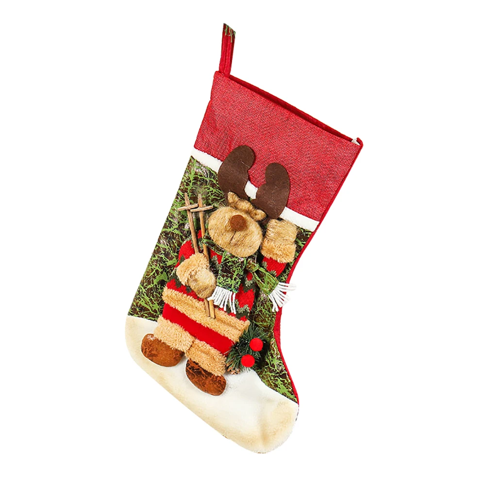 Рождественские чулки Снеговик Санта принт Рождественская подарочная упаковка чулок сладкий подарок в сумочке сумки для хранения елки