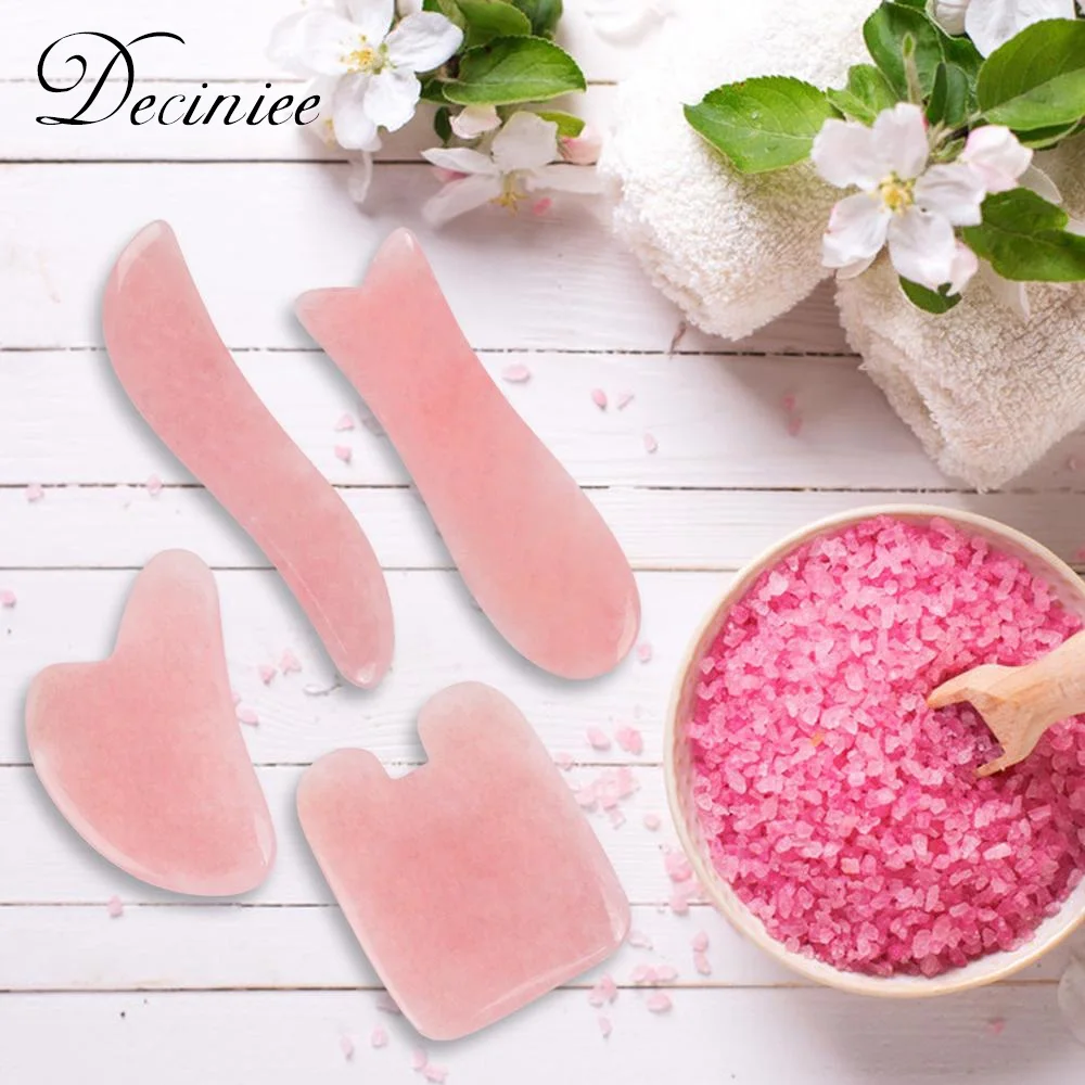 Натуральный кварцевый Нефритовый камень гуаша доска Роза массажер для лица