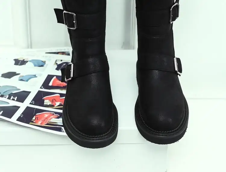 Шикарные зимние сапоги; женские сапоги из лисьего меха; Botas Mujer; кожаные сапоги до середины икры; женская модная теплая обувь; chaussures femme; Botines Mujer;
