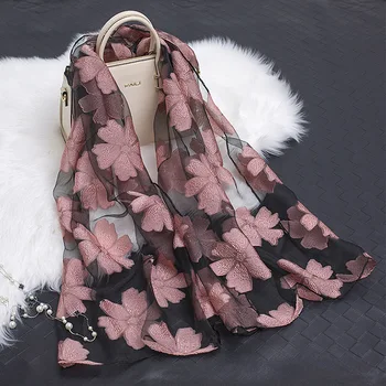 

Women Flower Print Ring Shawl Vintage Geometric Soft Loop Scarf Chevron Warm Dot Feather white