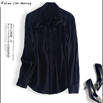 

Silk Real Shirt Womens Tops and Blouses Long Sleeve Blouse Spring Autumn Korean Office Lady Clothing Blusas 2020 3403 YY2623