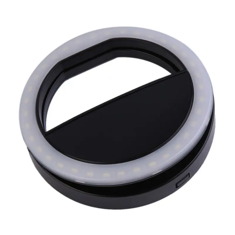 Универсальный Selfie светодиодный кольцевой фонарик портативный мобильный телефон 36 светодиодный S лампа для селфи светящееся кольцо зажим для iPhone 8 7 6 Plus samsung - Цвет: Black