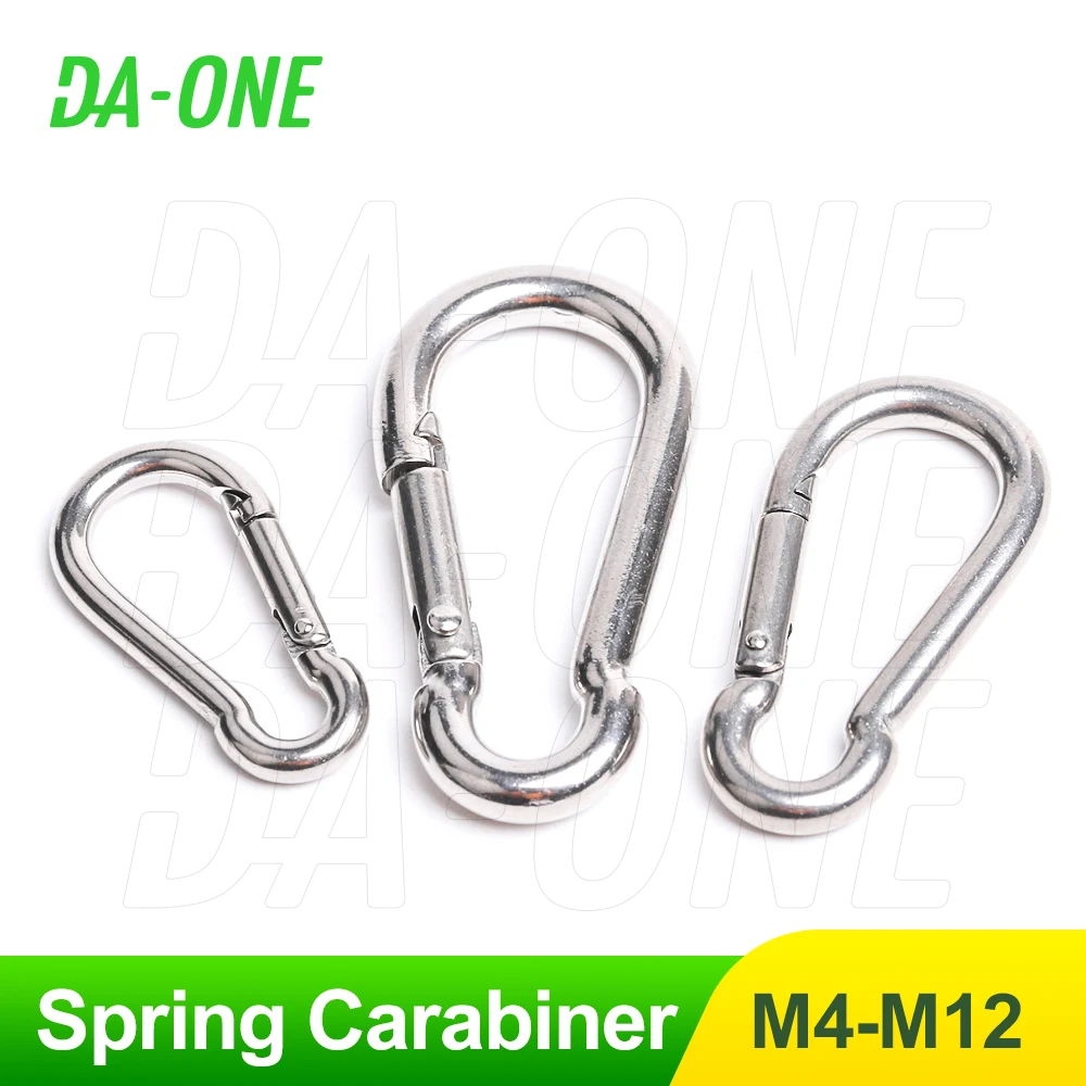 Metal Carabiner Keychain M4 M5 M6 M7 M8 M10 M11 M12 1/5 Pcs Stainless Steel 304 Spring Clasp Survival Outdoor Camping Tool | Обустройство