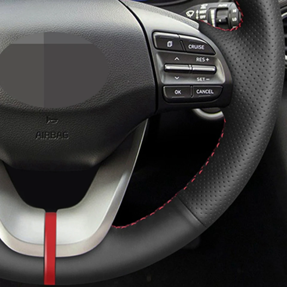 diy preto couro artificial volante do carro capa para hyundai veloster elantra