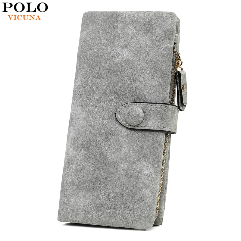 

VICUNA POLO Fashion Long Design Ladies Wallet Frosted Leather Card Holder Wallet For Women monederos para mujer billetera