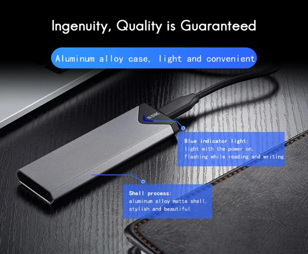 SSK HE-C325 Aluminium Alloy M.2 2242/2260/2280 Type-C Mobile SSD HDD Enclosure Hard Disk Case M.2(NGFF) SATA Interface SSD