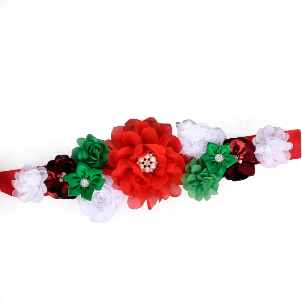 Theeper Christmas Flower Sash Women Floral Waist Belt Baby Shower Party Belly MaternitySash Photo Prop 3 color options | Аксессуары для