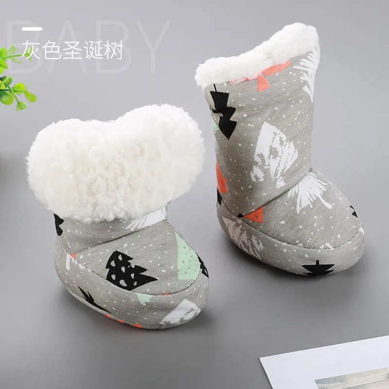Теплые зимние ботинки из флока для новорожденных мальчиков и девочек; обувь для маленьких мальчиков и девочек; ботинки для первых шагов с мягкой подошвой - Цвет: e