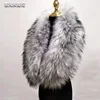 2022 New Style Faux Fur Collar 100% High Quality Fur Scarf Super Luxury Fashion Women Men Collar Jackets Hood Shawl Wraps ZH04 ► Photo 3/6