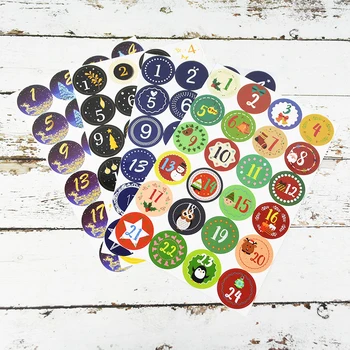 

24pcs/sheet Merry Christmas Sticker Advent Calendar Number Paper Seal Label Candy Bag Sticker Christmas DIY Packaging Decoration