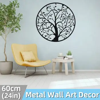 

60cm/24inch Retro Style Birds Tree Metal Black Iron Sculpture Ornament for Home Living Room Wall Hanging Decoration Art Crafts