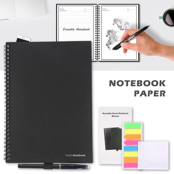 

Smart Reusable Erasable Notebook A5 30/50Pages Pocketbook Notepad Diary Journal Note Pad Office School Drawing Gift +1Pen+1Note