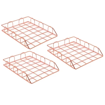 

3Pcs Metal Desk Accessories azine Rack File Rack Office Storage Box Layered Paper Storage Tray
