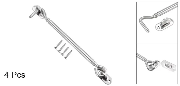 7.9 inch 4pcs Uxcell 1-4 шт. крюк для кабины с защелкой для ворот, двери, поворотный крючок для окна, двери из нержавеющей стали с крепежными винтами - Цвет: 7.9 inch 4pcs