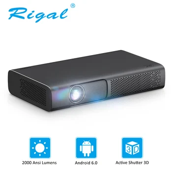 Preise Rigal RD615 DLP Projektor 1080P Volle HD 2000 Ansi Lumen Mini Projecotr 3D Beamer Android 6,0 Wifi Bluetooth Home Theater