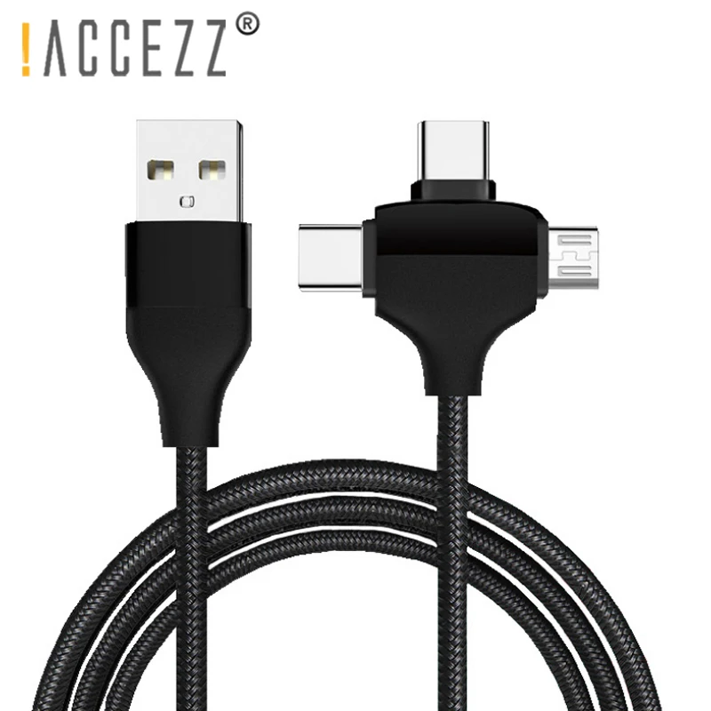 ! ACCEZZ USB зарядный кабель 3 в 1 8 Pin для iPhone X XS MAX XR 7 Plus Micro Type C Android Мобильный шнур Samsung