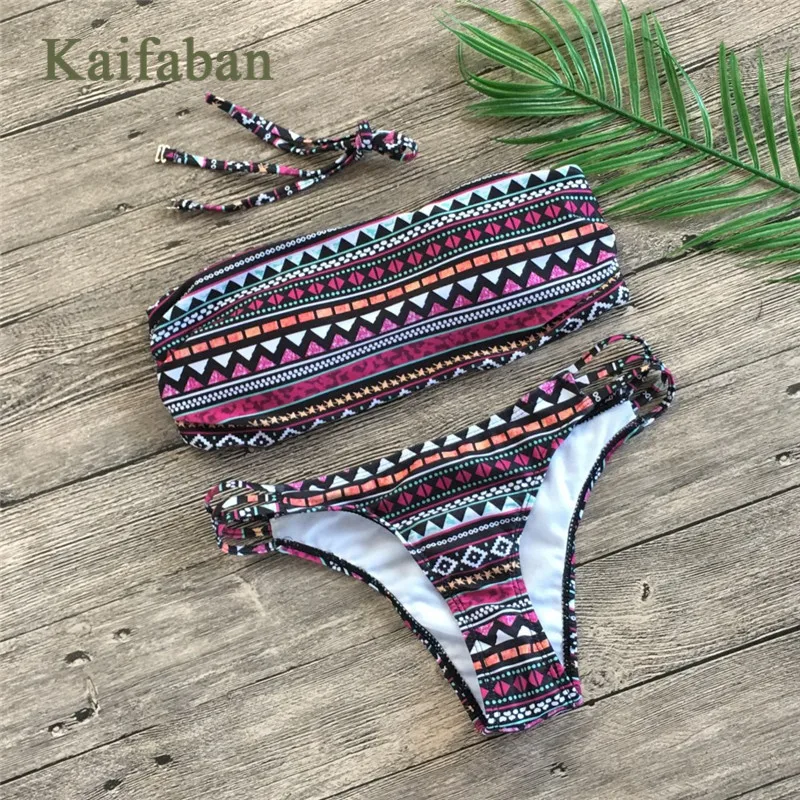 

Women Hollow Geometric Bikini Folk-custom Print Swimsuit Swimwear Push Up Sexy Swimming Suit Biquini Beach Wear Plavky Tankini