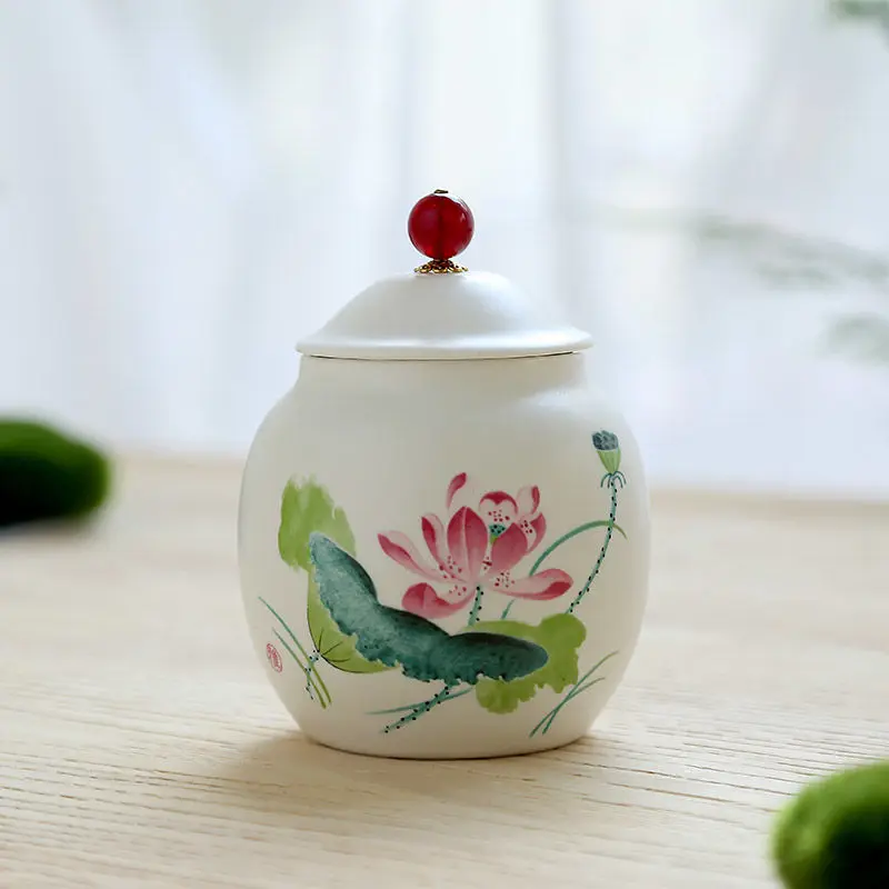 Mini Tea Jar Ceramic Tea Cans Seal Cans Home Decor Tank Travel Tea Jar moistureproof Tank Coffee Bean Cans Herb Storage Jar - Цвет: yaguangheyun
