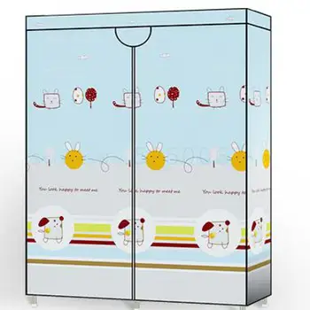 

No-installation Folding Wardrobe Modern Family Bedroom Cloth Art Cabinet All-steel Frame Rental Room Simple Dormitory Cloth Ward