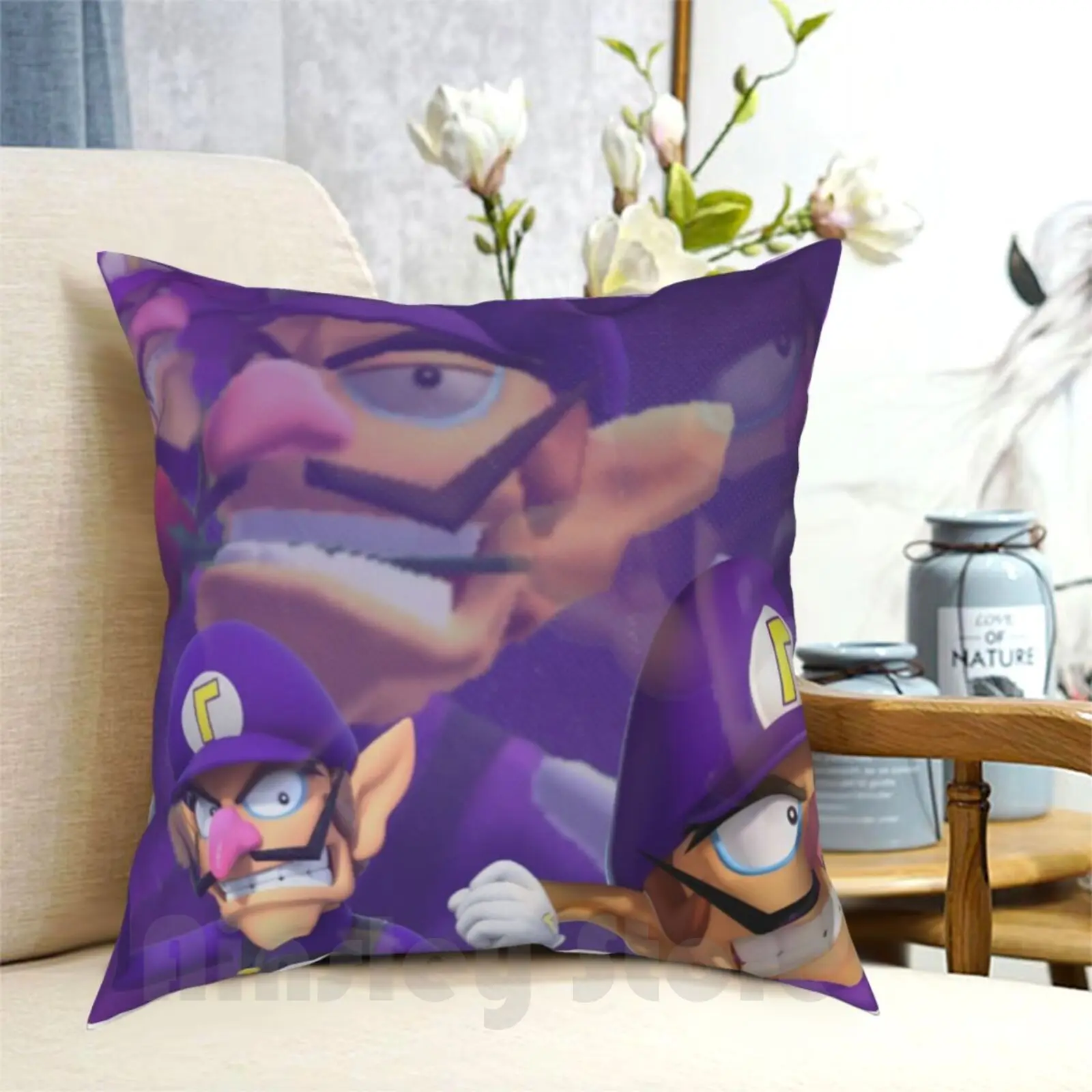 The Man Self , Waluigi Federa Stampata Home Soft Throw Pillow Waluigi Meme Smash Funny Comedy Nintendo Fan Art
