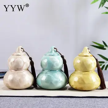 

Gourd Shape Tea Caddies Ceramic Storage Tea Coffee Container Box Organizer Seal Tea Caddy Theedoos Home Kitchen Accessories