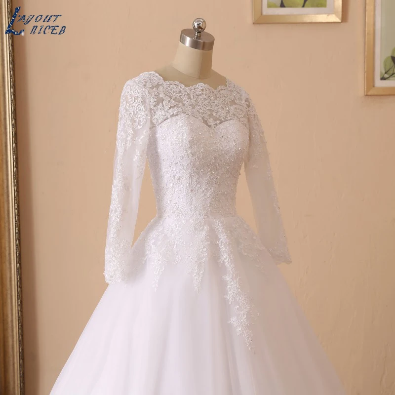 YQS007 Robe De Mariee Новое поступление очаровательное свадебное платье трапециевидной формы с бисером и круглым вырезом кружевное свадебное платье на заказ