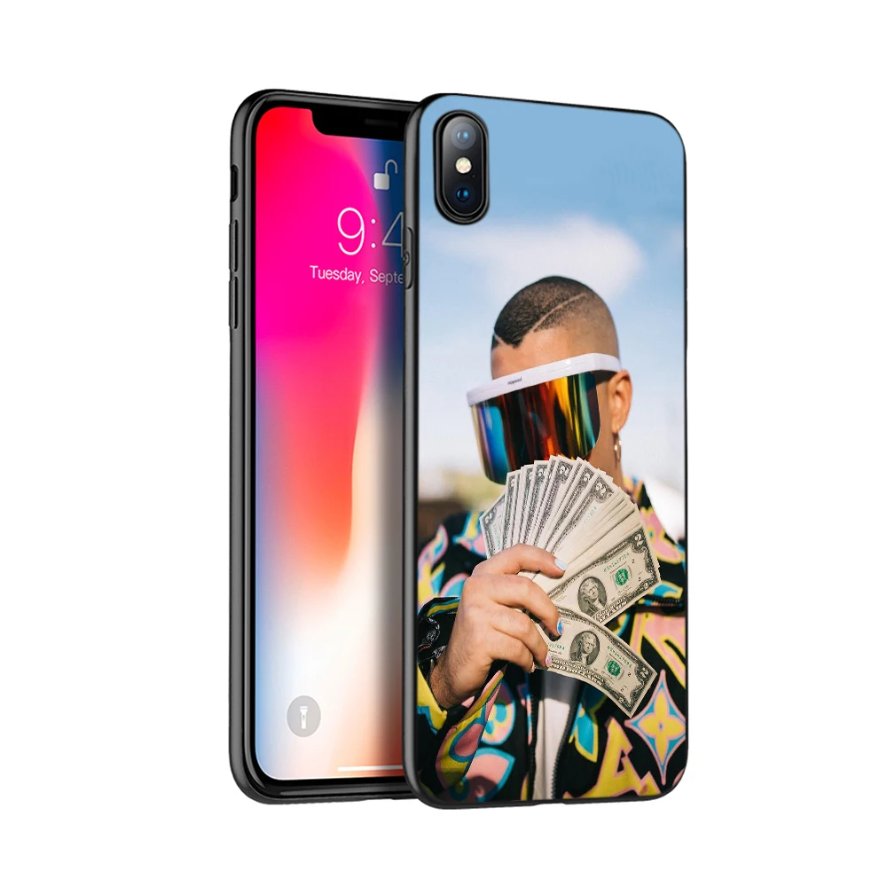 Черный чехол из ТПУ для iphone 5 5s se 6 6s 7 8 plus x 10 силиконовый XR XS 11 pro MAX Bad Bunny