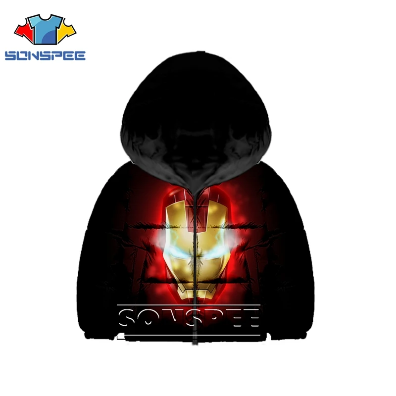 17 3D Print Women men Avengers Iron man baby Sweatshirts Anime kids winter Down jacket Warm children Harajuku Thick Coat hoodies - Color: 17