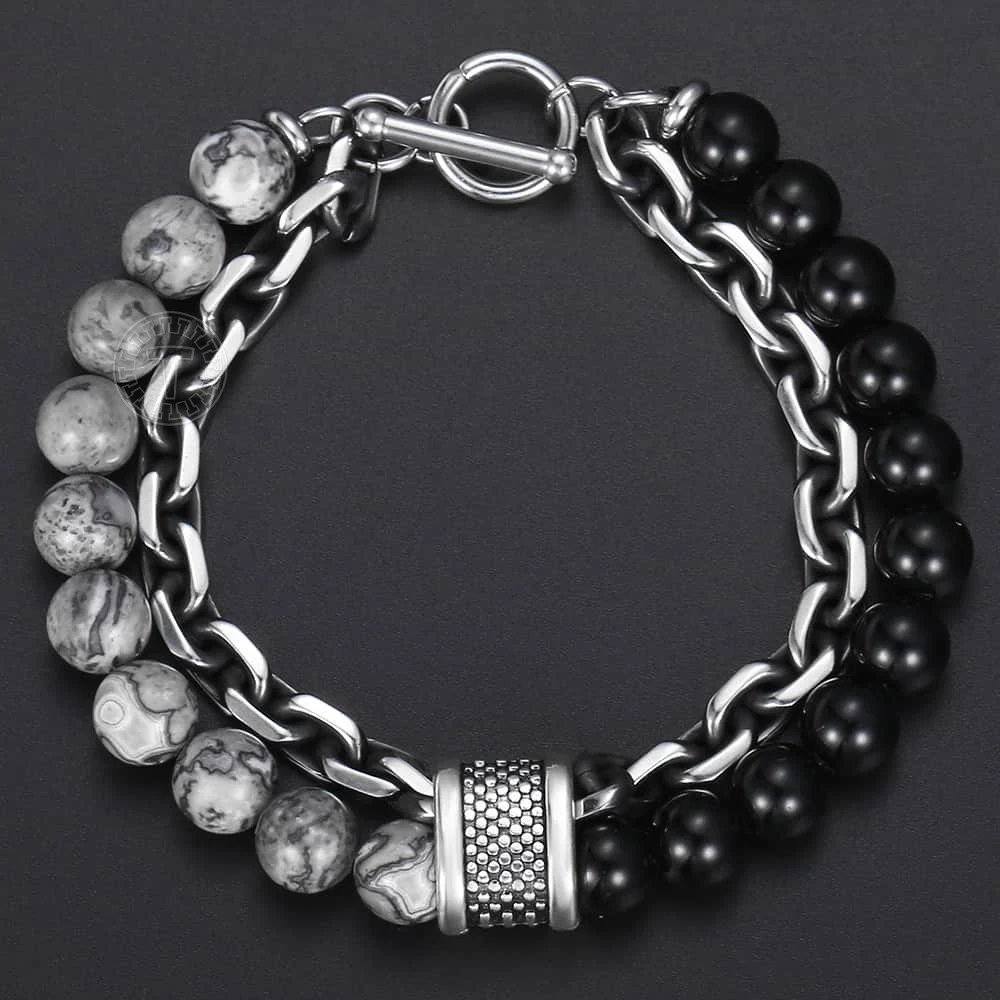 Bracelet Stainless Steel Stone | Men Bracelet Steel Stone