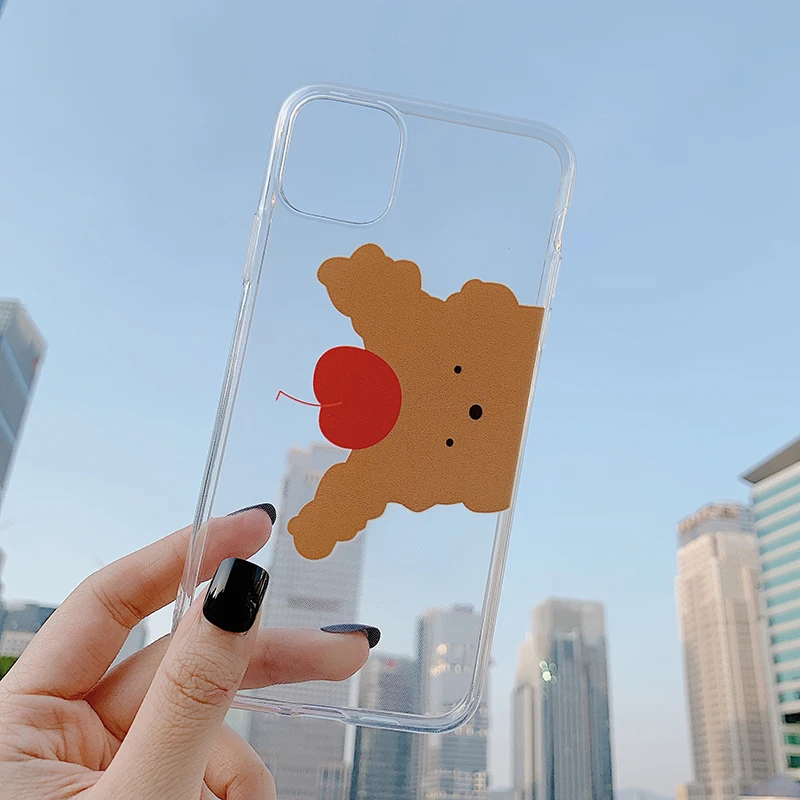 INS корейский стиль медведь мультфильм прозрачные чехлы для iPhone 11Pro Max 6 6s 7 8 Plus X Xs Max Xr 11 Pro мягкий чехол Fundas Capa