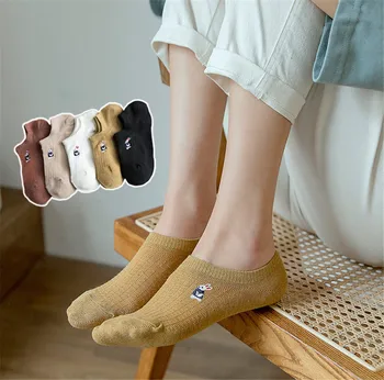 

Spring Embroidery Short Tube Socks Female Breathable Boat Socks Spring and summer embroidery short tube socks cartoon 2020