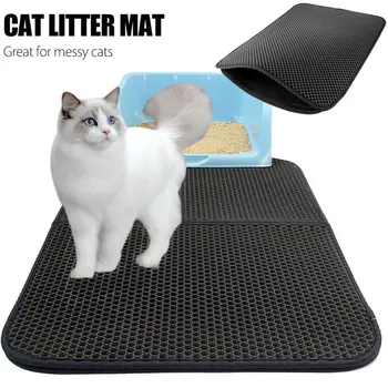 

Cat Litter Pad EVA Protect Floor Nonslip Filter Cats Litter Trapper Creative Black/Grey Feeding Mats Pet Supplies