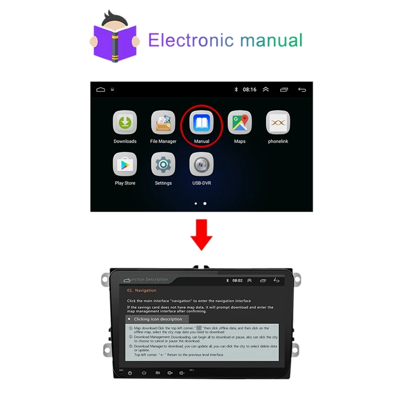OPQ-2 Din 9 дюймов для Android 8,1 автомобильный DVD мультимедийный плеер 1G+ 16G gps навигация wifi Bluetooth аудио плеер для-Volkswagen Skod