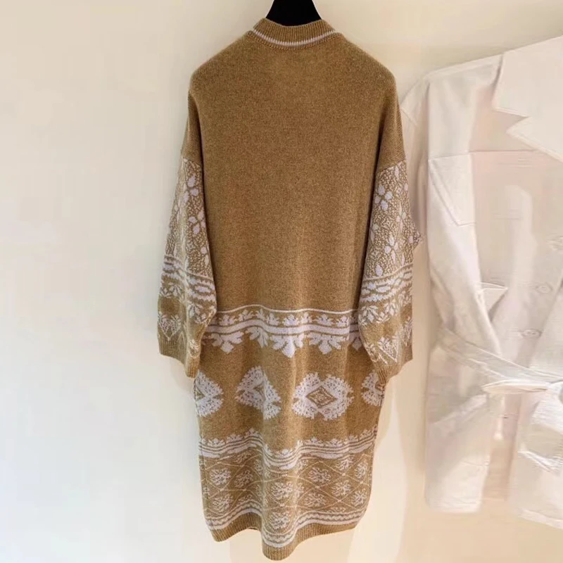  Long Cardigan Coat Women Autumn V-neck Long Sleeve Casual Knitted Sweater Cardigan For Women